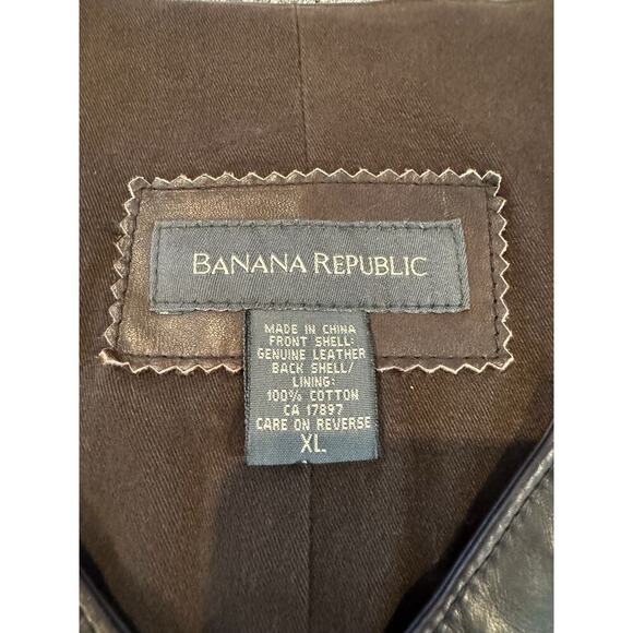 Banana Republic Vintage Leather Vest XL Brown Button Front Adjustable Western - Picture 5 of 6